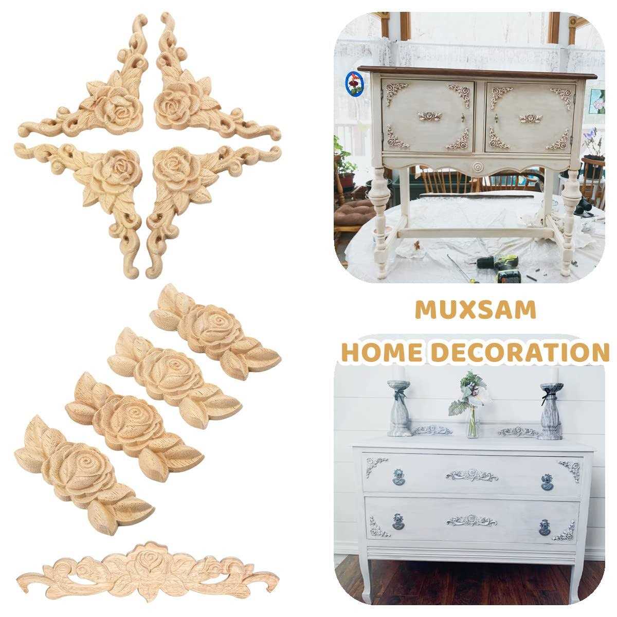 4pcs Rose Carved Appliques Onlays Crafts Addition - Image 4