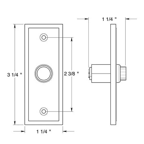 Deltana Bell Button Rectangular Contemporary BBS333U10B - Image 3