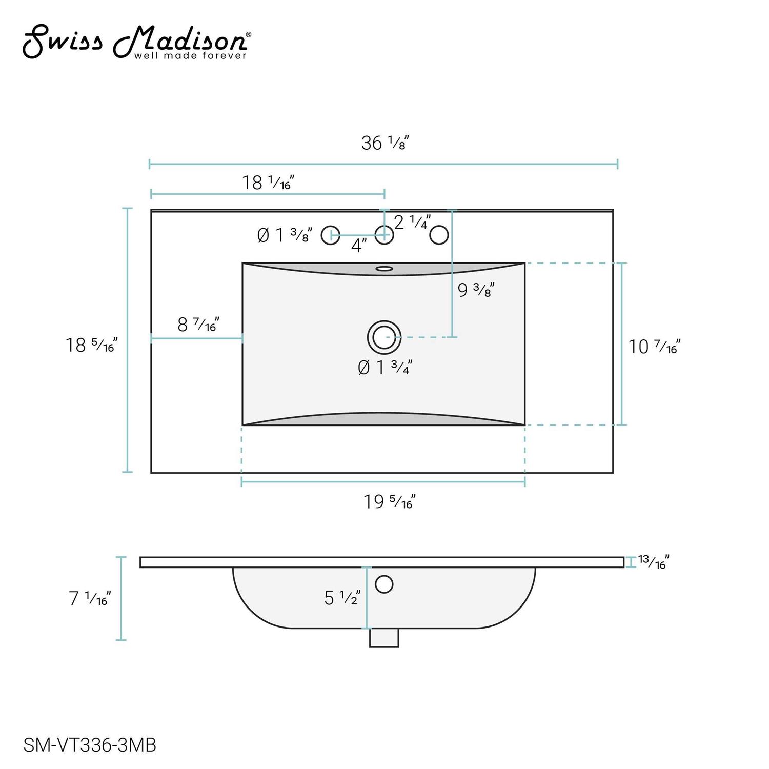 Swiss Madison Ceramic Vanity Sink Top - Image 5