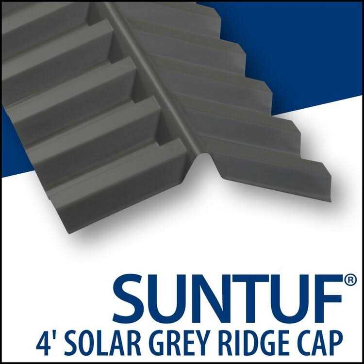 Suntuf 4 ft. Solar Grey Polycarbonate Ridge Cap Flashing - Image 2