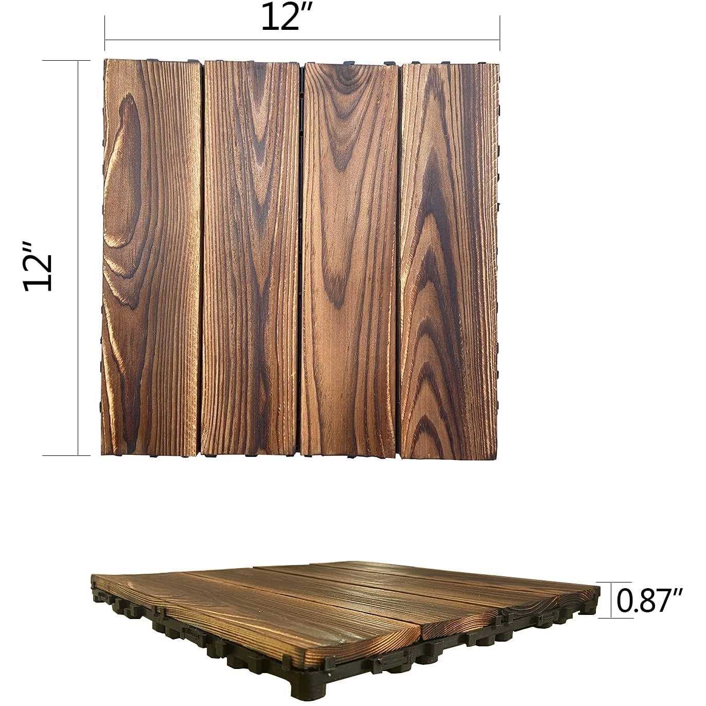 36 Pack Hardwood Interlocking Patio Deck Tiles Wood Flooring Tiles,12 × 12 Tiles,Outdoor Waterproof - Image 3