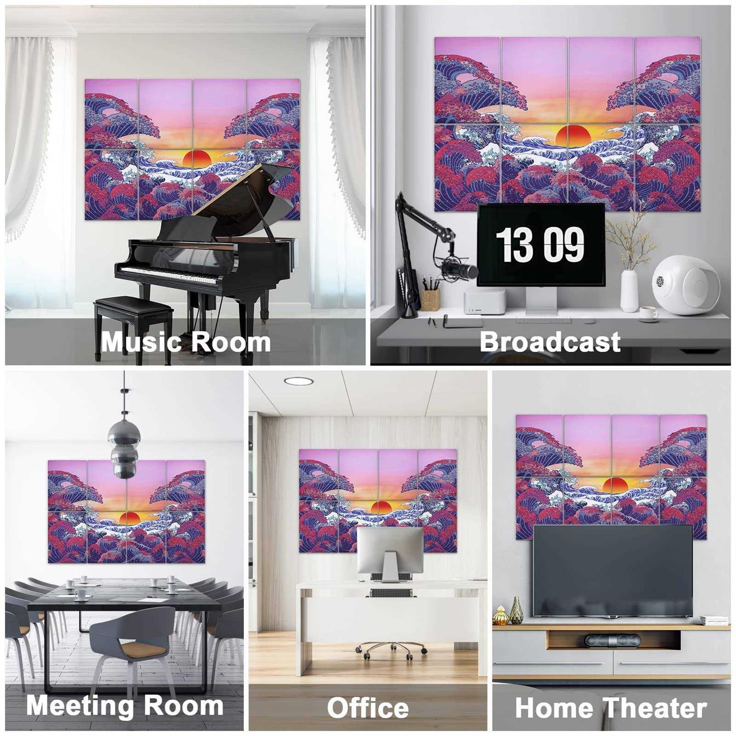 Tutmyrea Art Acoustic Panels 48 x 32 Self-adhesive Sound Proofing Padding 8 Pack Acoustical Soundproof Wall Panels - Image 3