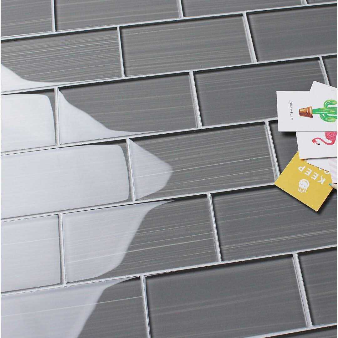 WS Tiles Hand Painted 3 in. x 6 in. Glass Subway 12 in. x 12 in. Mesh-Backed Wall Tile WST - Image 3