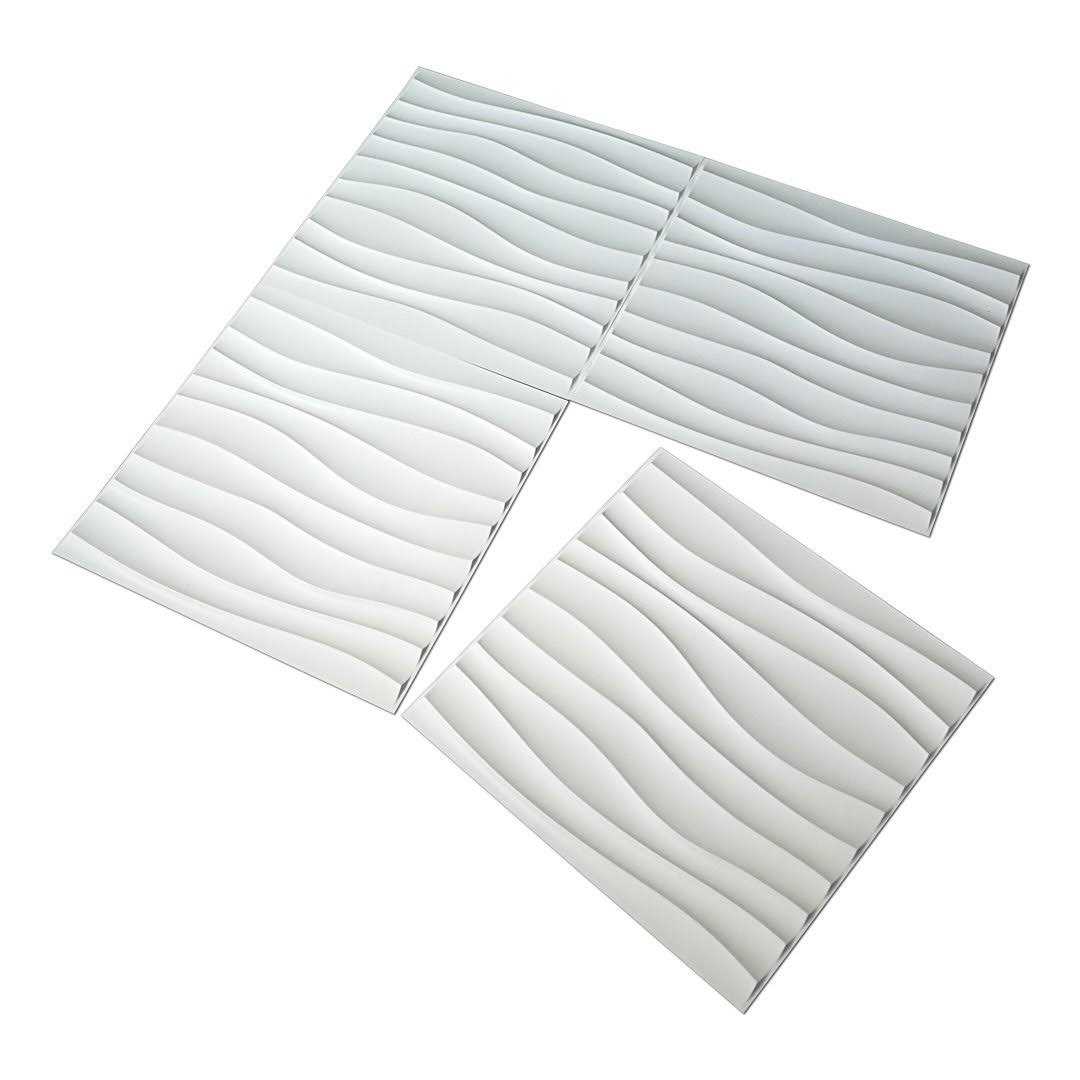 Art3dwallpanels 19.7 in. x 19.7 in. White PVC 3D Wall Panels Wavy Wall Design - Image 4