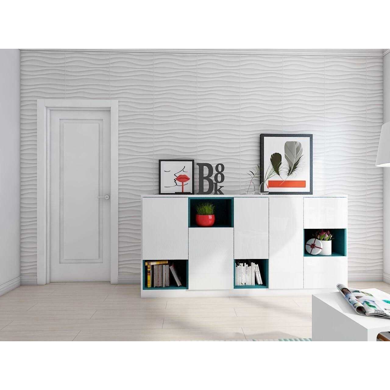 Art3dwallpanels 19.7 in. x 19.7 in. White PVC 3D Wall Panels Wavy Wall Design - Image 5