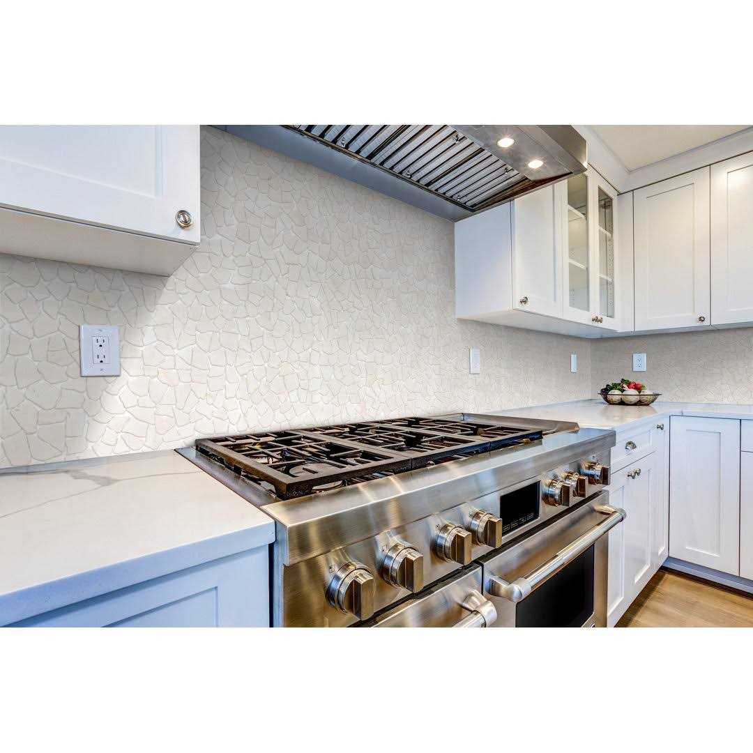 Tile Connection Fit Tile White 11 in. x 11 in. x 9.5 mm Indonesian Marble Mesh-Mounted Mosaic - Image 4