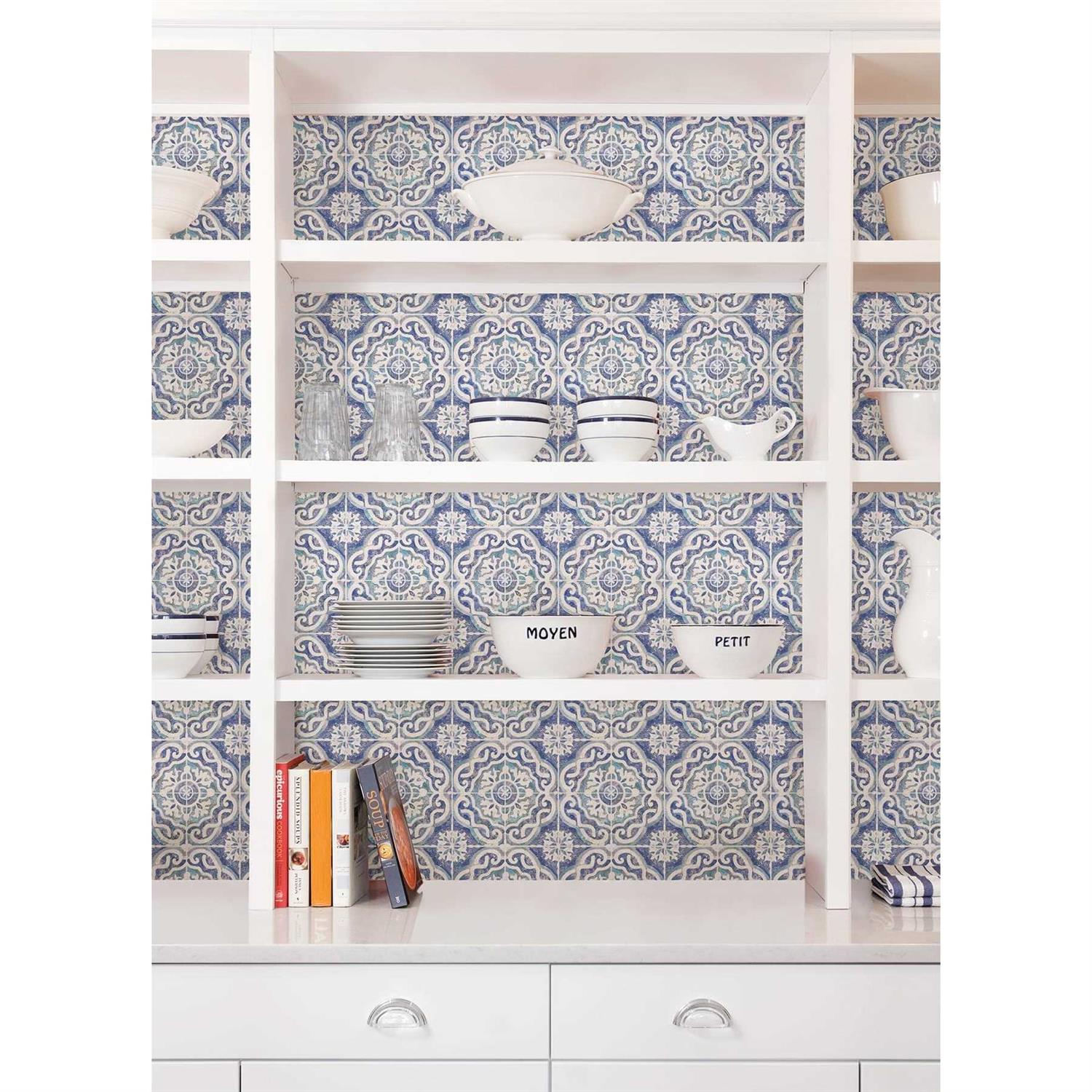 Wallpops Ada Blue Embossed Peel and Stick Backsplash Tiles WPBS4645 - Image 3