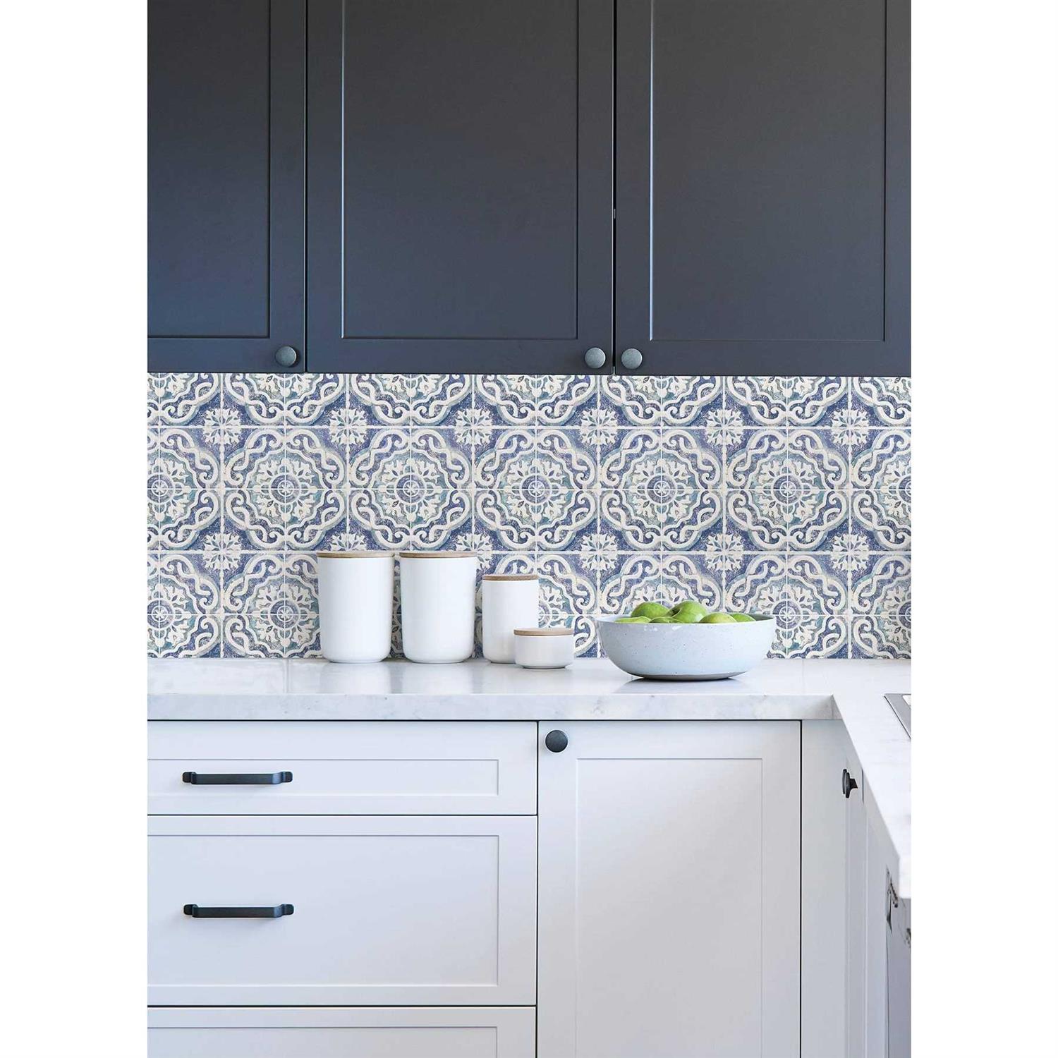 Wallpops Ada Blue Embossed Peel and Stick Backsplash Tiles WPBS4645 - Image 4
