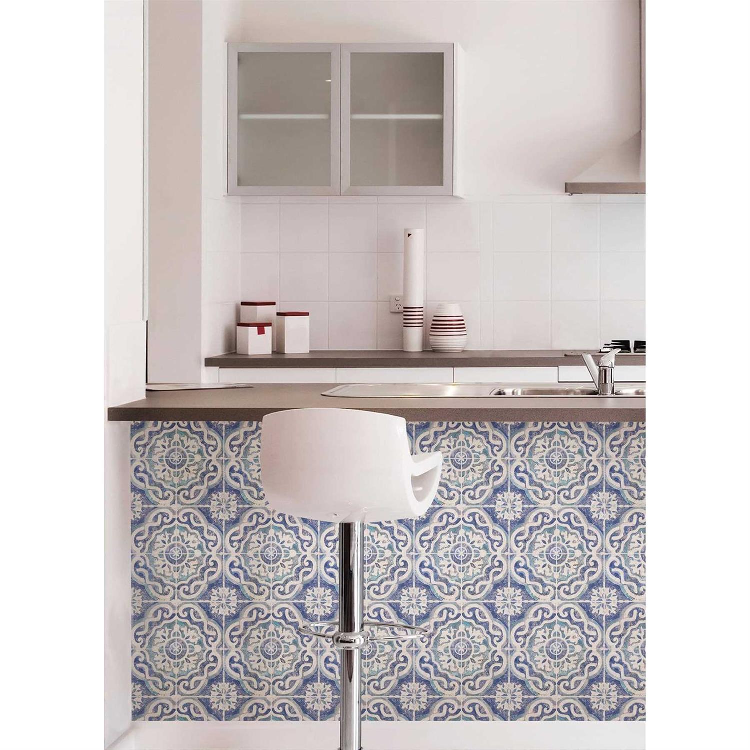 Wallpops Ada Blue Embossed Peel and Stick Backsplash Tiles WPBS4645 - Image 5