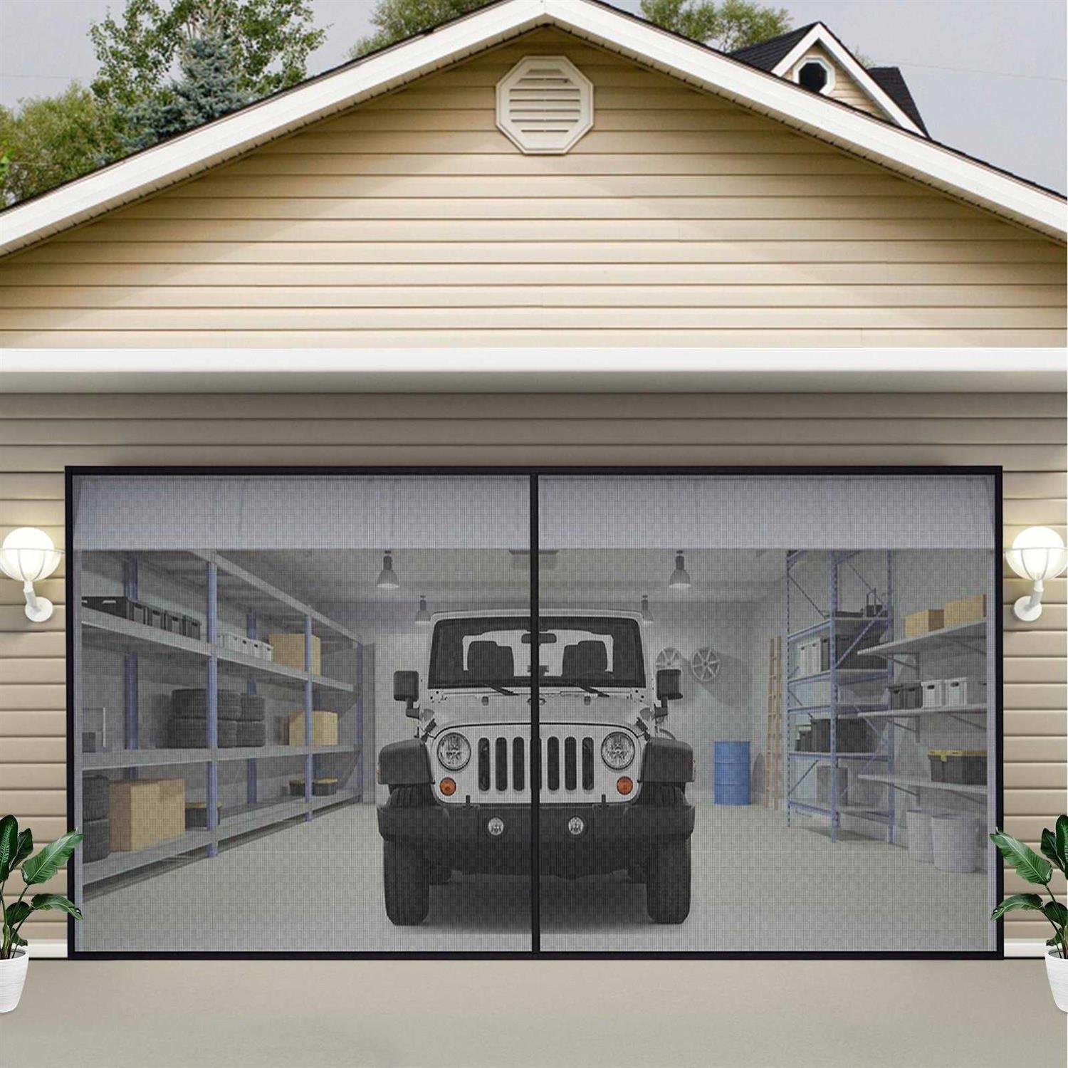 VEVOR Garage Door Screen 7 ft for 2 Cars Heavy-Duty Fiberglass Mesh for Quick Entry with Self Sealing Magnet and Weighted Bottom - Image 5