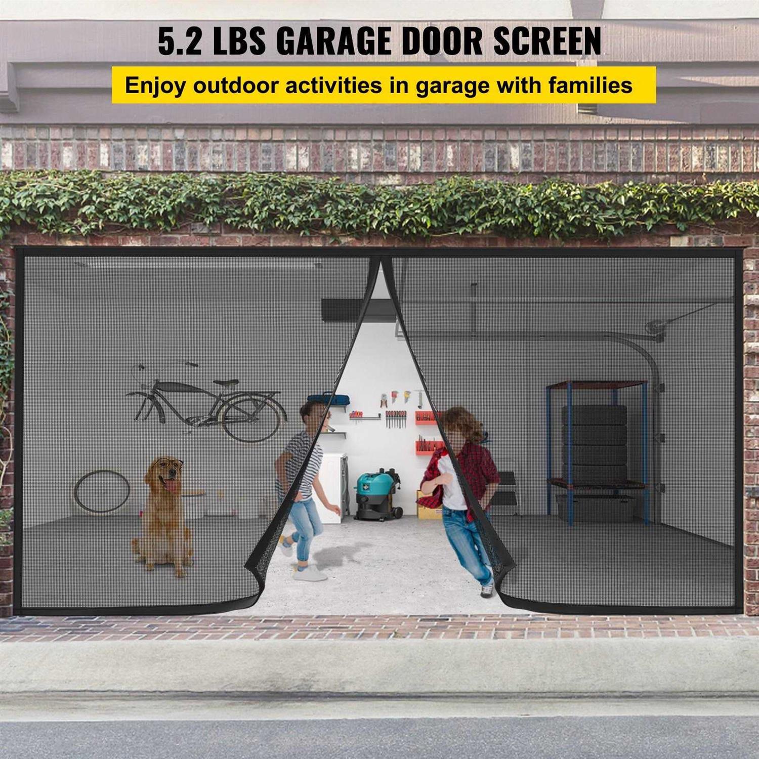 VEVOR Garage Door Screen 7 ft for 2 Cars Heavy-Duty Fiberglass Mesh for Quick Entry with Self Sealing Magnet and Weighted Bottom - Image 5