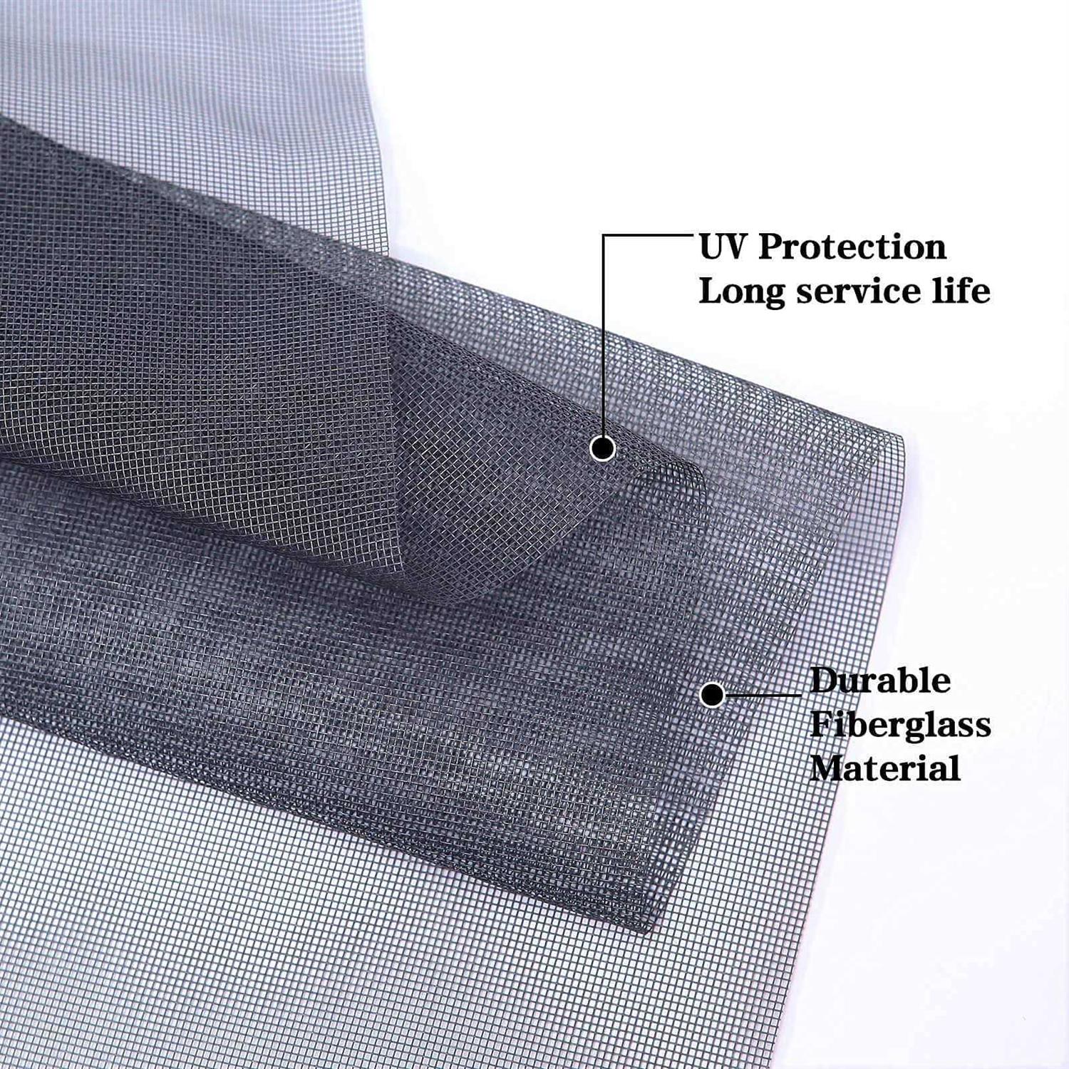 Windows Screen and Screen Door Repair Kit 48x118 Charcoal Fiberglass Mesh with Rolling Tool/Hook/Ruler/Cutter/Spline - Image 4