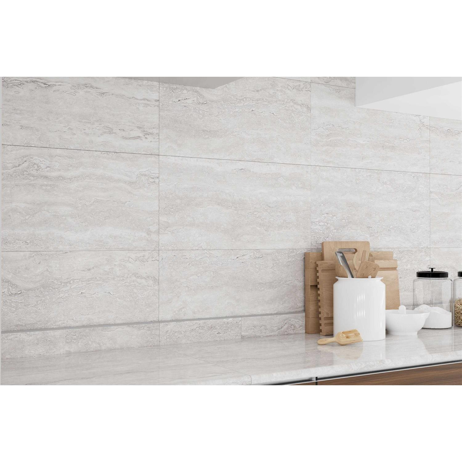Style Selections Torin Gray 12-in x 24-in Polished Porcelain Marble Look Tile JJ-TLL - Image 3