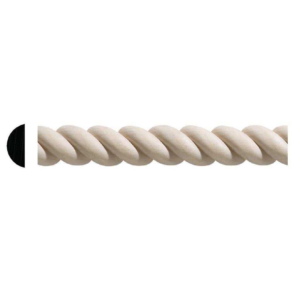 Ornamental Mouldings 96 in. White Hardwood Rope Trim Moulding