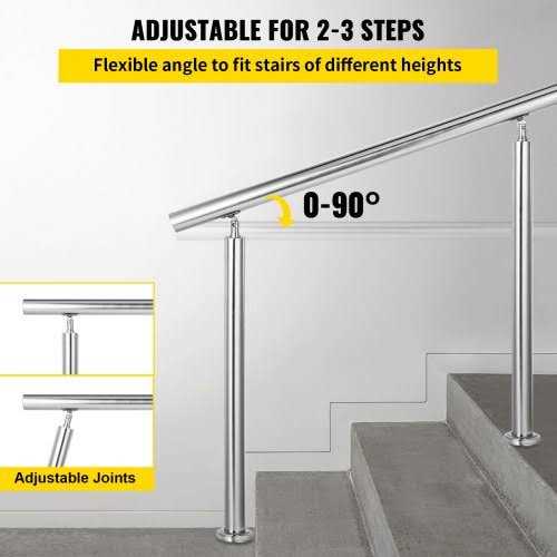 VEVOR Stainless Steel Handrail Handrail for Outdoor Steps Fits Steps - Image 4