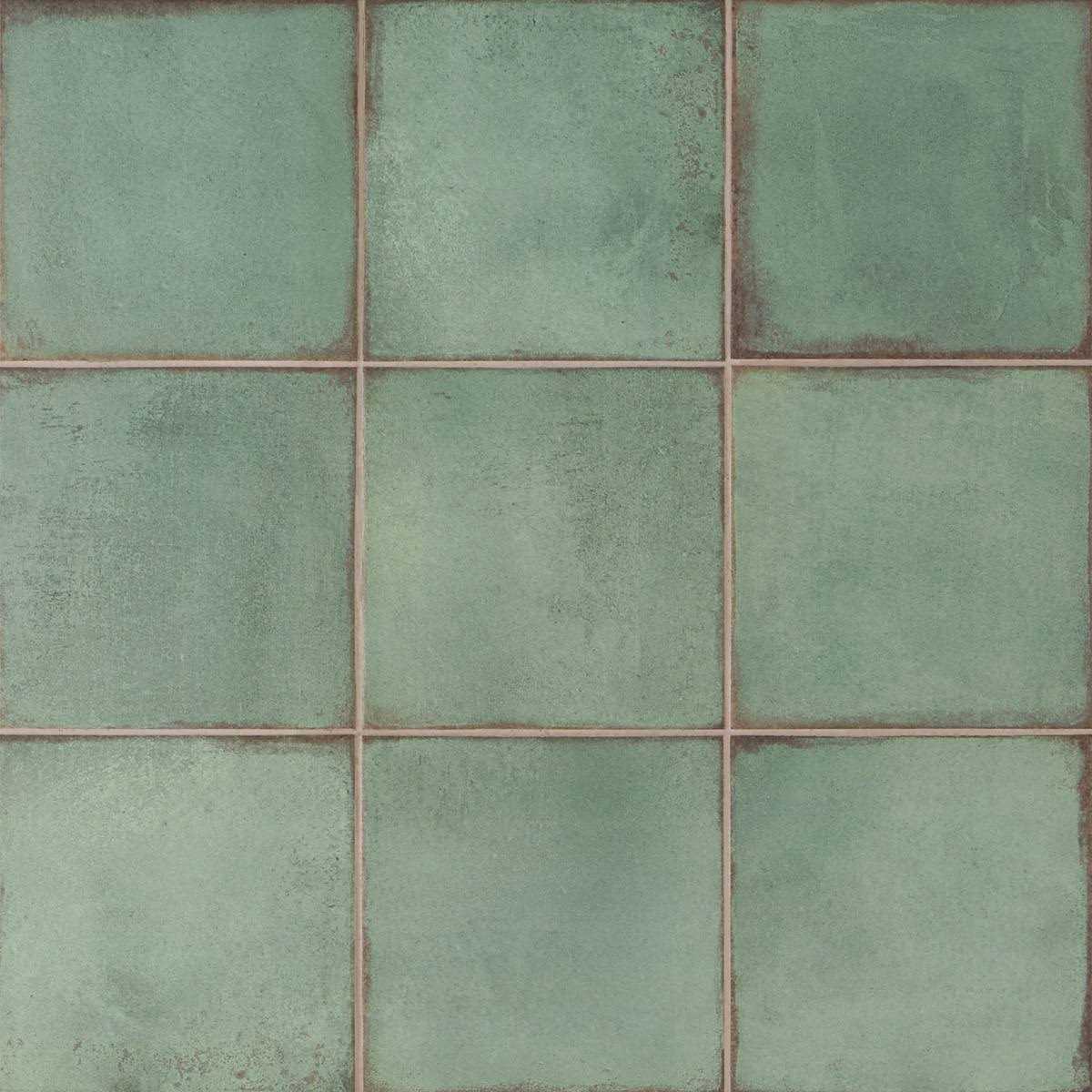 Artmore Tile Coronado Green 8-in x 8-in Matte Porcelain Encaustic Thinset Mortar Floor and Wall Tile - Image 3