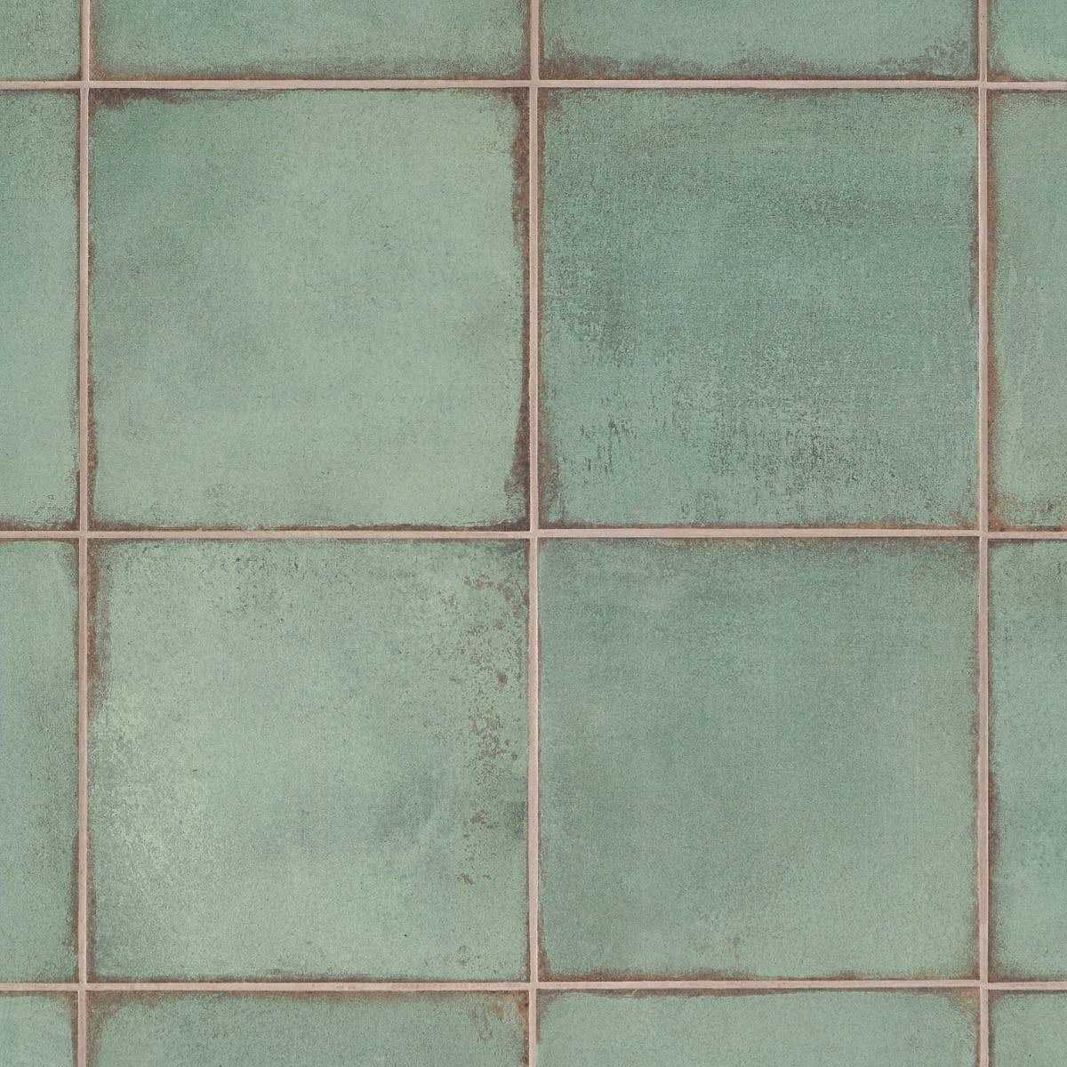 Artmore Tile Coronado Green 8-in x 8-in Matte Porcelain Encaustic Thinset Mortar Floor and Wall Tile - Image 5