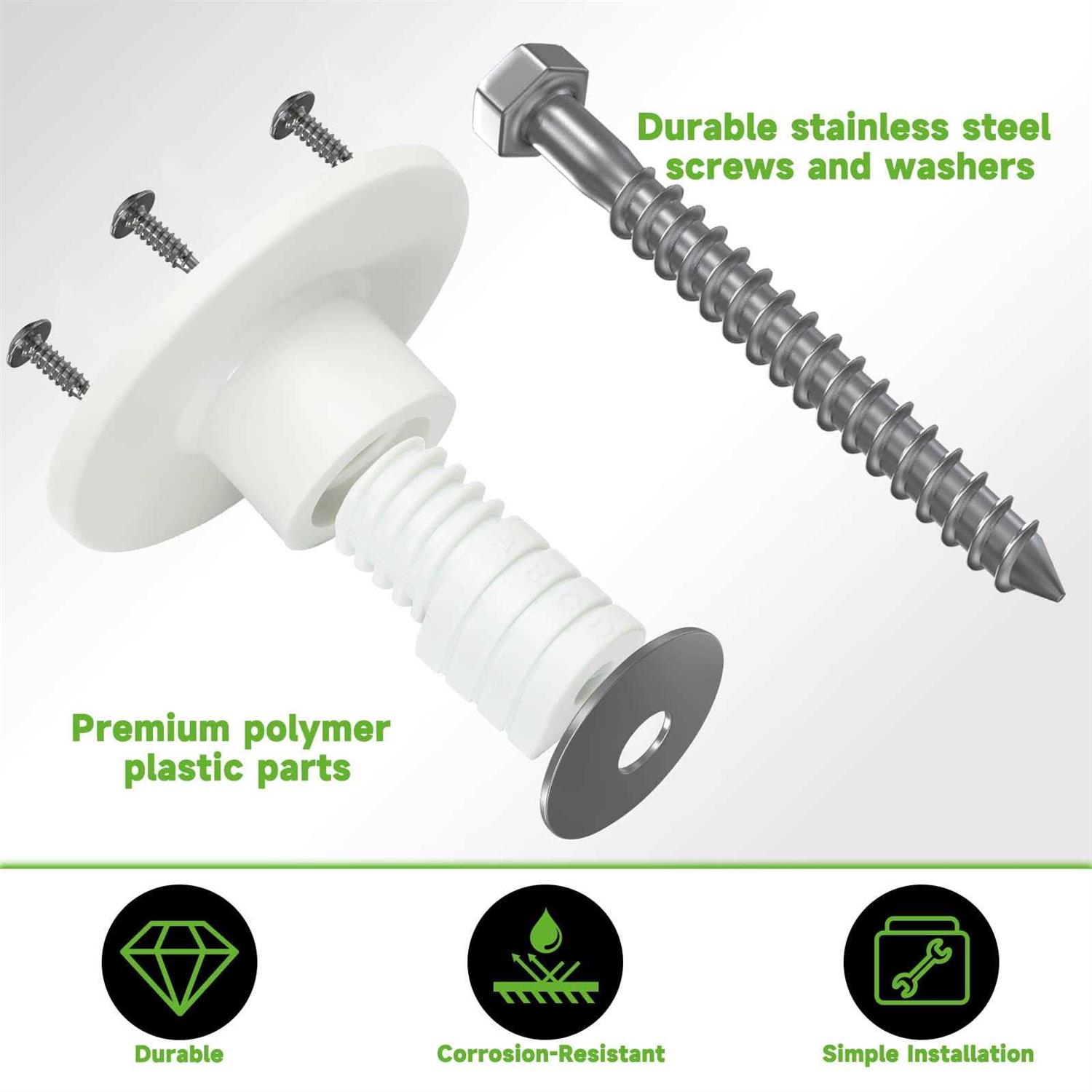 UniGlean Grab Bar Mounting Kit Grab Bar Anchors for Installing Grab Bar to Studs in Fiberglass Showers - Image 3