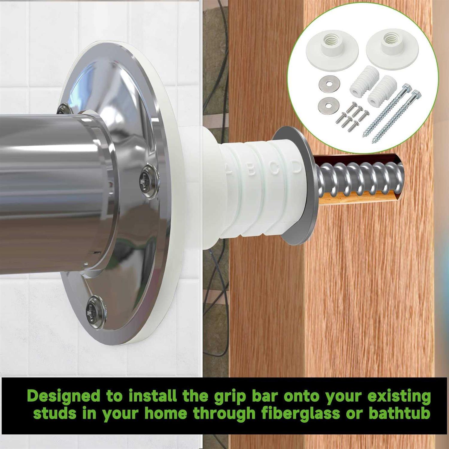 UniGlean Grab Bar Mounting Kit Grab Bar Anchors for Installing Grab Bar to Studs in Fiberglass Showers - Image 5