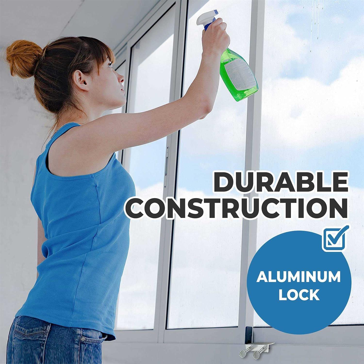 Shop Square Sliding Window and Door Locks Adjustable Aluminum used for 3/16-3/8” Track - Image 3