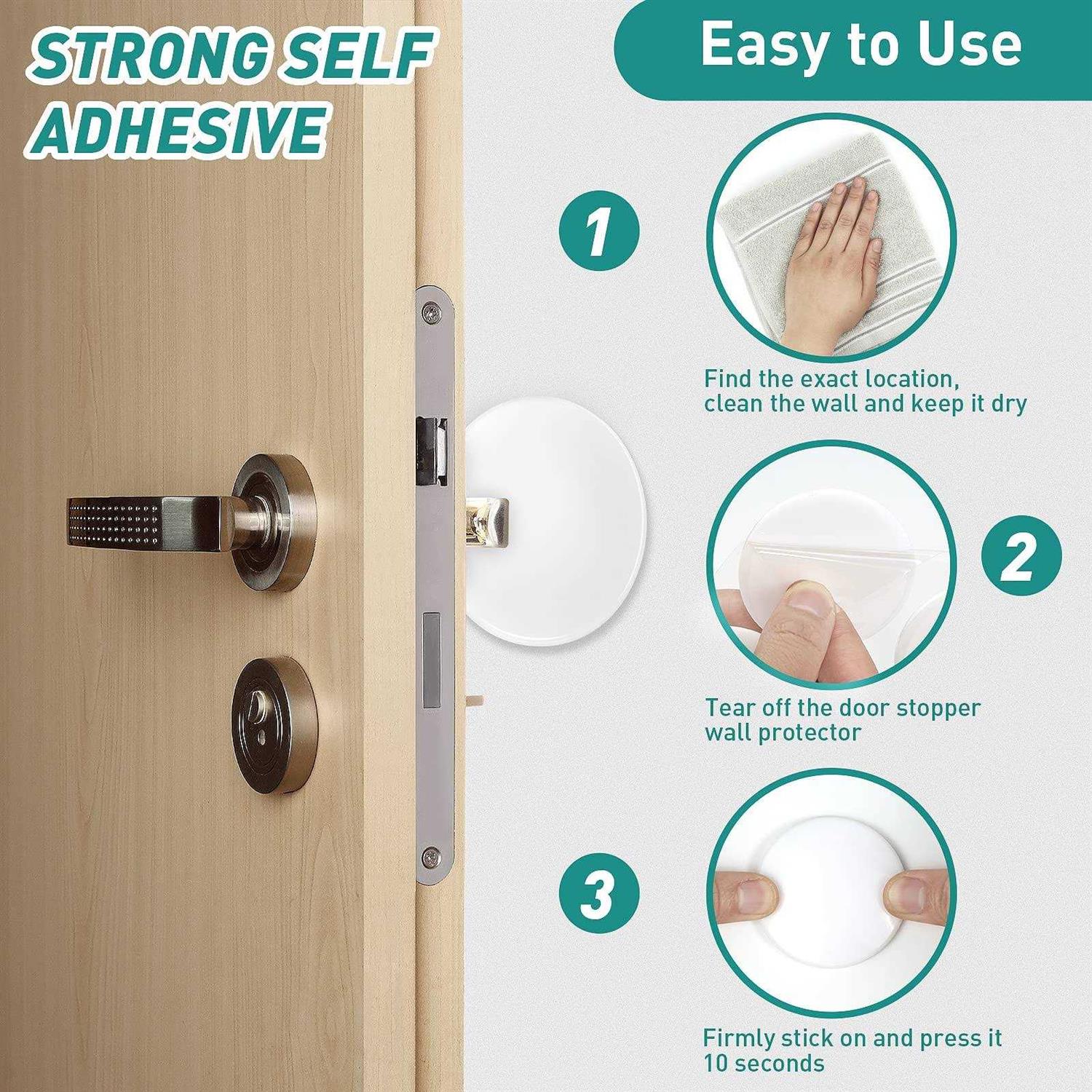 8PCS Door Stopper Wall Protector White Door Knob Wall Protector Strong Back Adhesive Door Wall Protector - Image 5