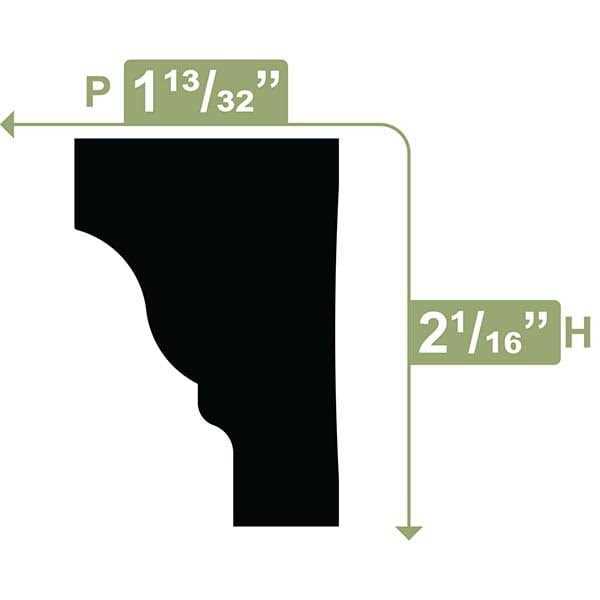Royal Mouldings 7158 1-13/32 in. x 2 in. PVC Rams Crown White Moulding - Image 3
