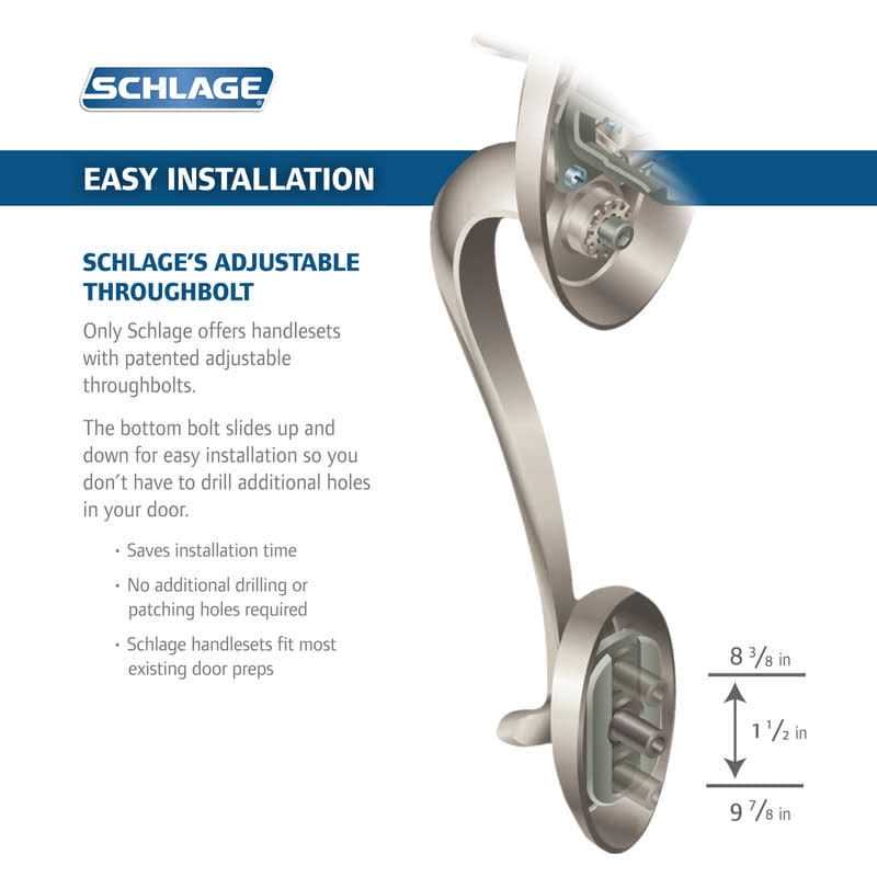 Schlage F58 GRW 622 Greenwich Single Cylinder Exterior Entrance Handleset F58GRW622 - Image 3