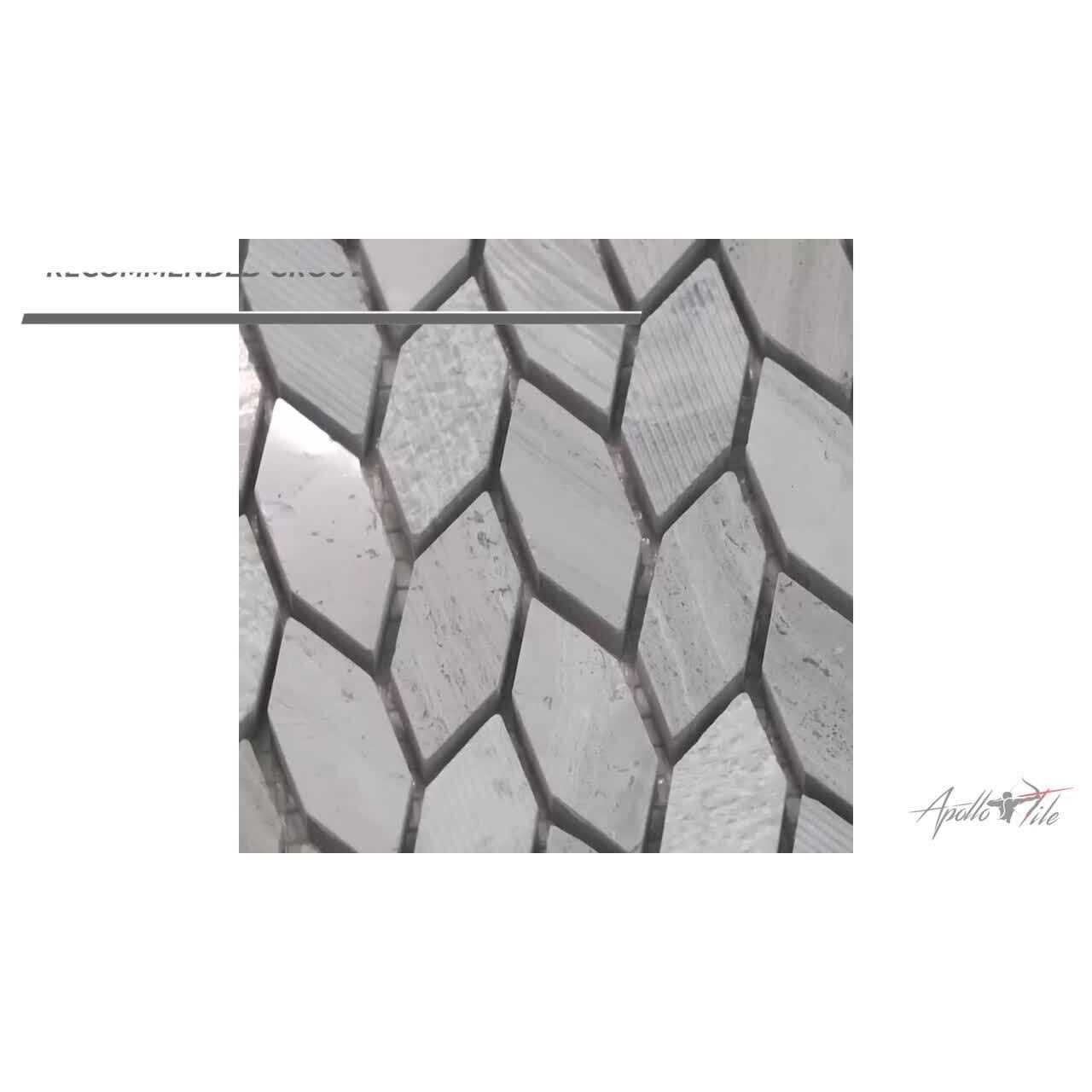 Apollo Tile Beige 11.8 in. x 12 in. Leaf Polished and Etched Marble Mosaic Floor and Wall Tile - Image 5