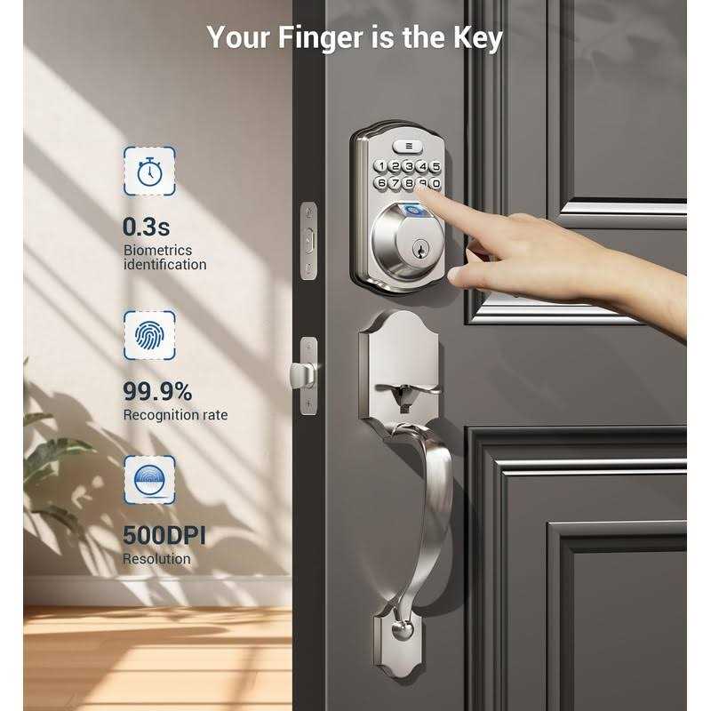 Veise Fingerprint Door Lock Set Keyless Entry Front Door Handle Electronic Keypad Deadbolt with Lever Handle - Image 4