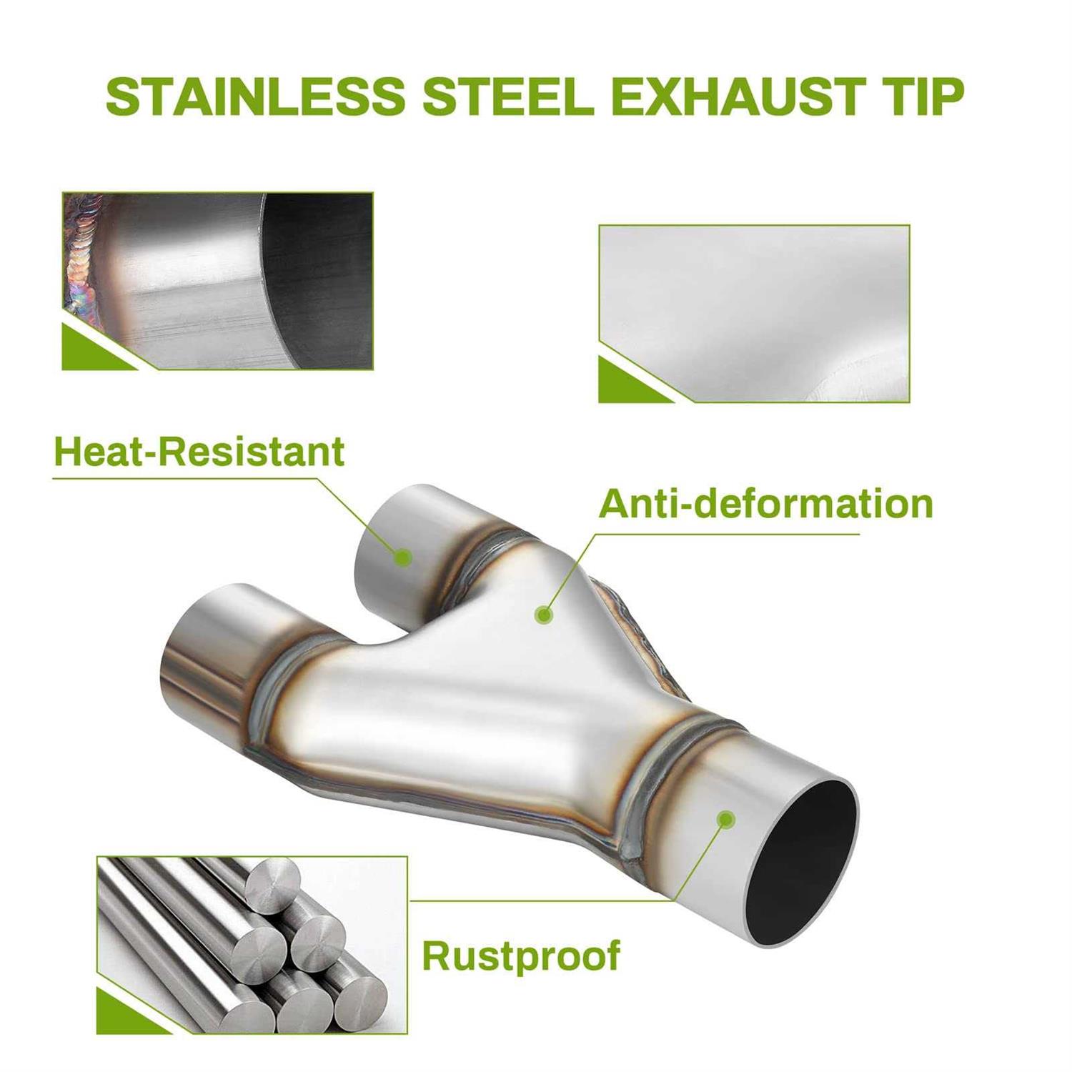 AUTOSAVER88 Stainless Steel 2.5 Inch Exhaust Y Pipe 2.5 Single to 2.25 Dual Exhaust Adapter Connector - Image 4