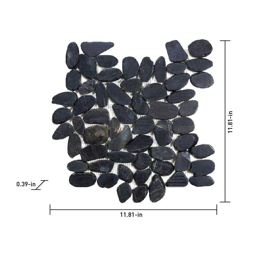 Satori River Rock Black 12-in x 12-in Natural Stone Marble Pebble Floor and Wall Tile 20-738 - Image 4