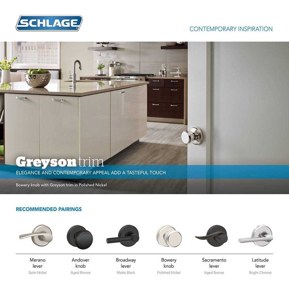 Schlage Bowery Passage Door Knob with Decorative Greyson Trim F10BWE - Image 5