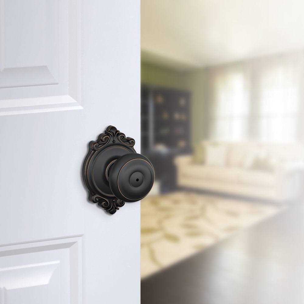 Schlage Georgian Privacy Door Knob Set with Decorative Brookshire Trim F40GEO - Image 5