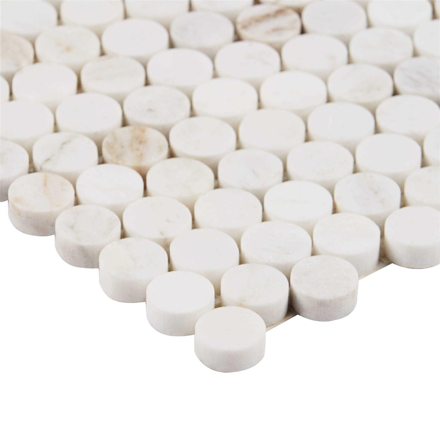 Tilebar Alaska White 3/4 Penny Round Polished Mosaic Tile, Backsplash, Wall and Floor EXT3RD105900 - Image 3