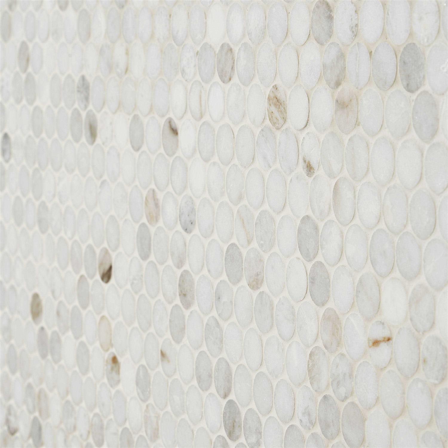Tilebar Alaska White 3/4 Penny Round Polished Mosaic Tile, Backsplash, Wall and Floor EXT3RD105900 - Image 4