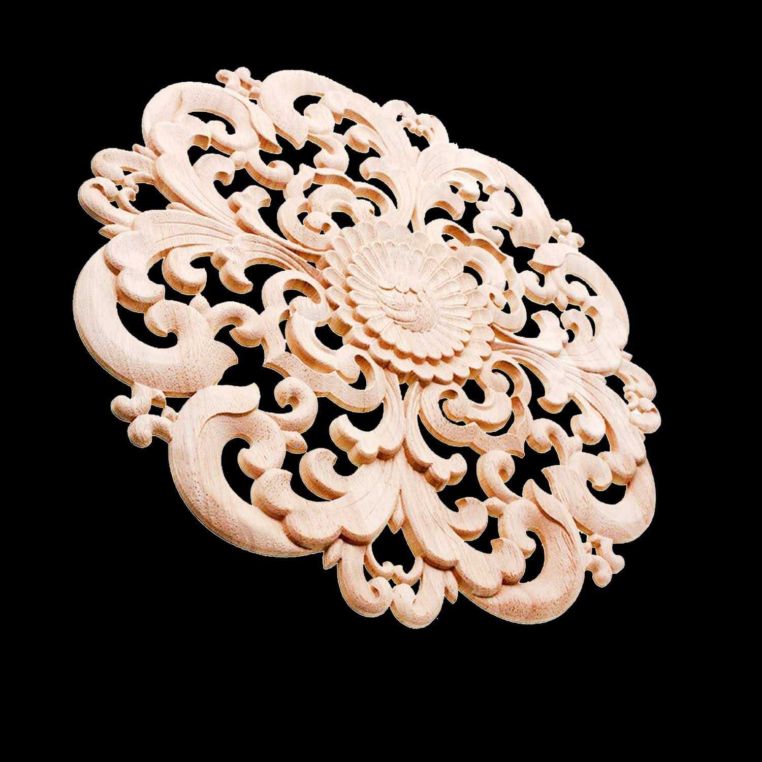 Beoot Wooden Carved Onlay Appliques Wood Carving Decal Unpainted Furniture Bed Door Cabinet Decor - Image 5