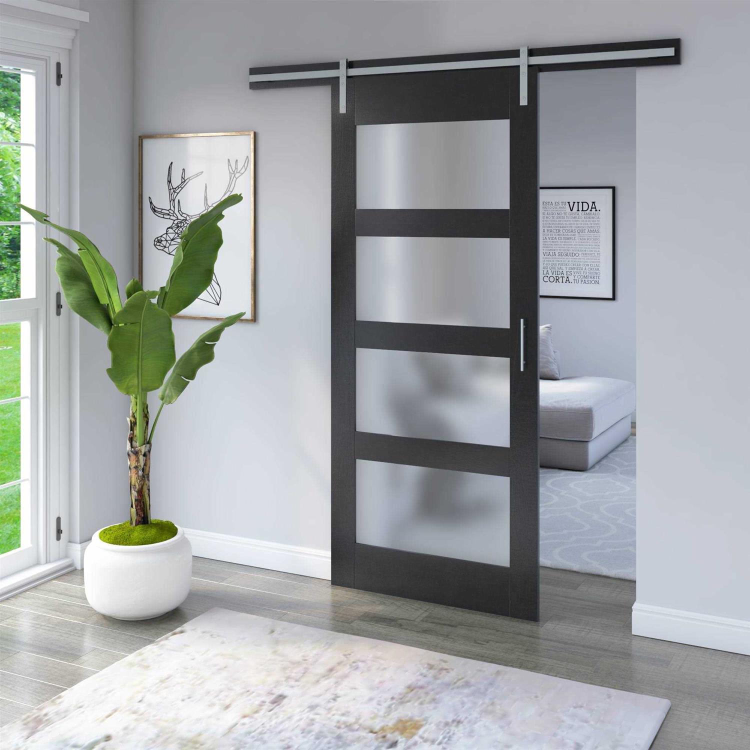 Twin Star Home 36 in. x 84 in. 4 Lite Full Frosted Glass - Image 4