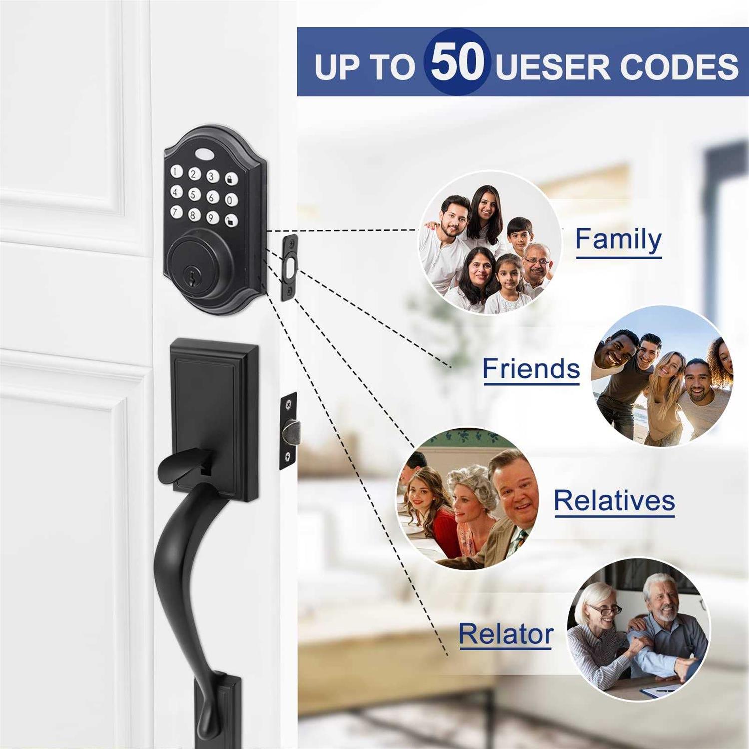KIAYACI Double Door Lock Set Door Handle Sets Entry Door Locksets - Image 3