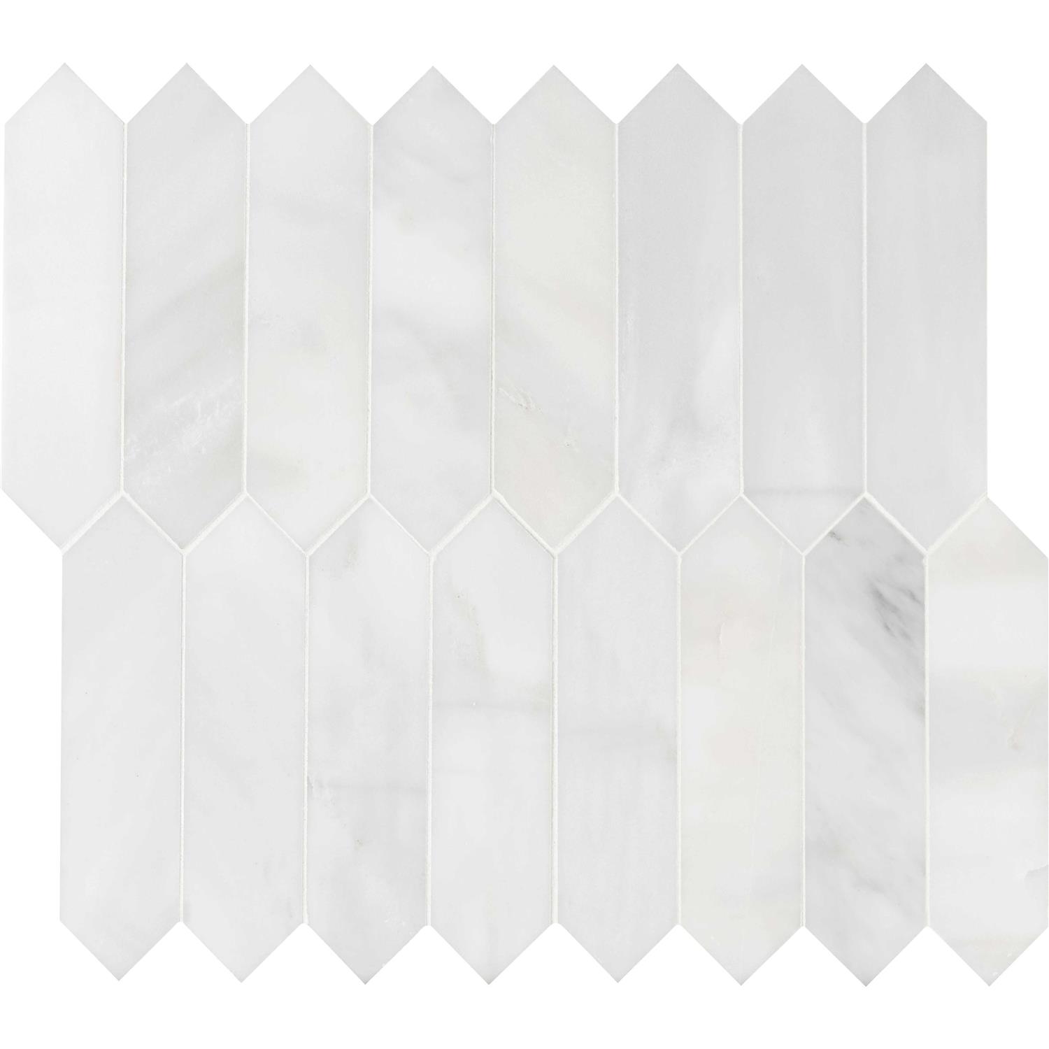 Arabescato Carrara Picket 10.63 in. x 12 in. Honed Marble Mosaic Wall and Floor Tile MSI - Image 4