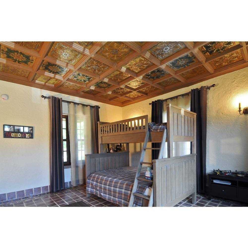 A La Maison Ceilings Spanish Silver 1.6 ft. x 1.6 ft. Decorative Foam Glue up Ceiling Tile - Image 3