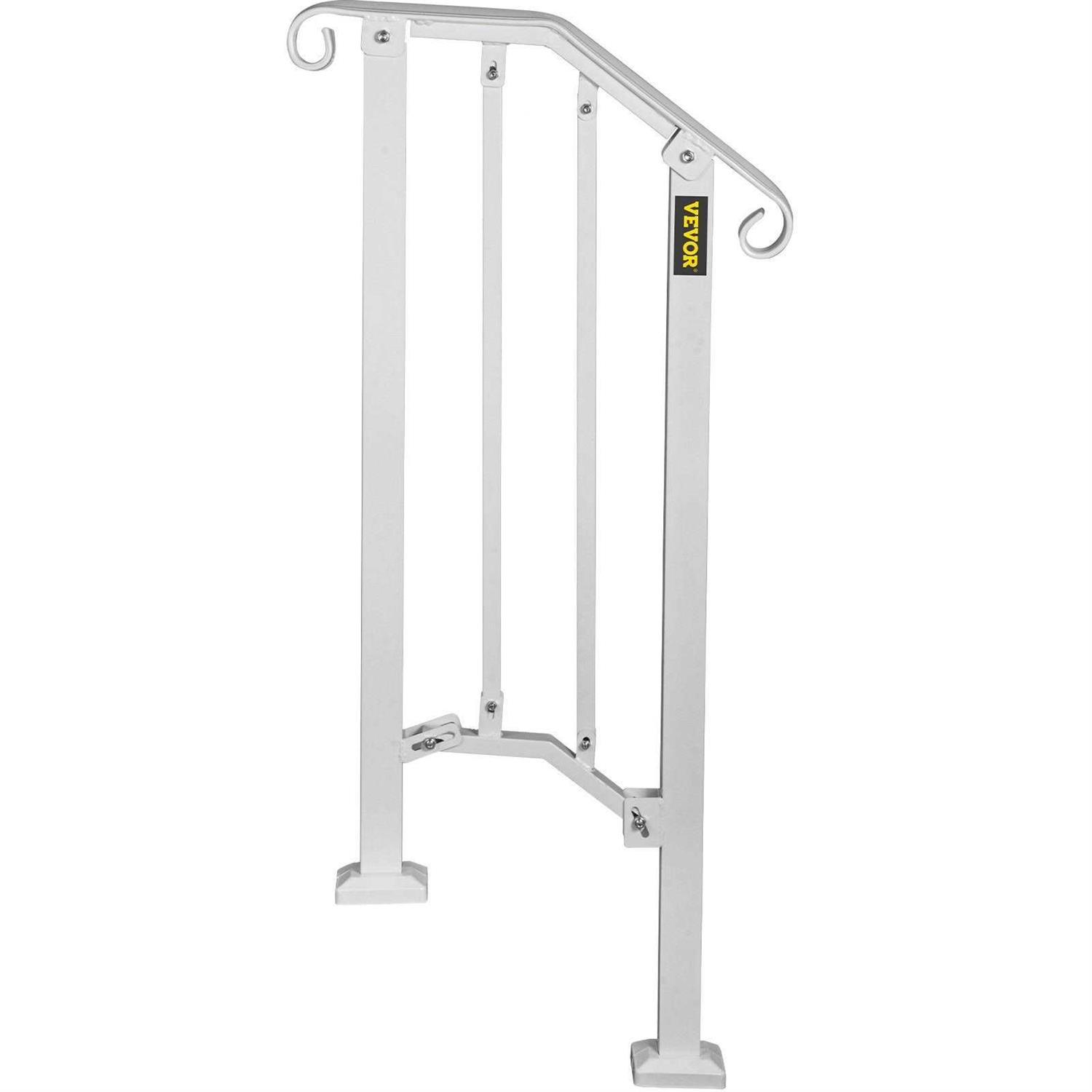 VEVOR Wrought Iron Handrail Picket 1 Fits 1 or 2 Steps for Outdoor Steps Matte White LTFS1H2BBSTL00001V0 - Image 4