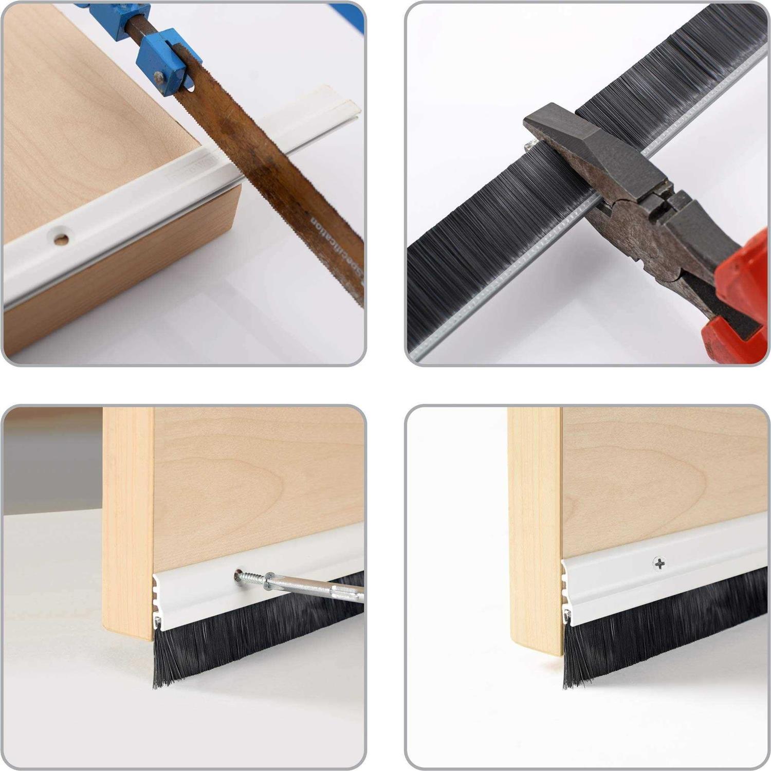 Deco Window Door Seal Draft Stopper Weather Stripping Sound Blocker with Aluminium Plate & Nylon Brush Door Sweep - Image 5