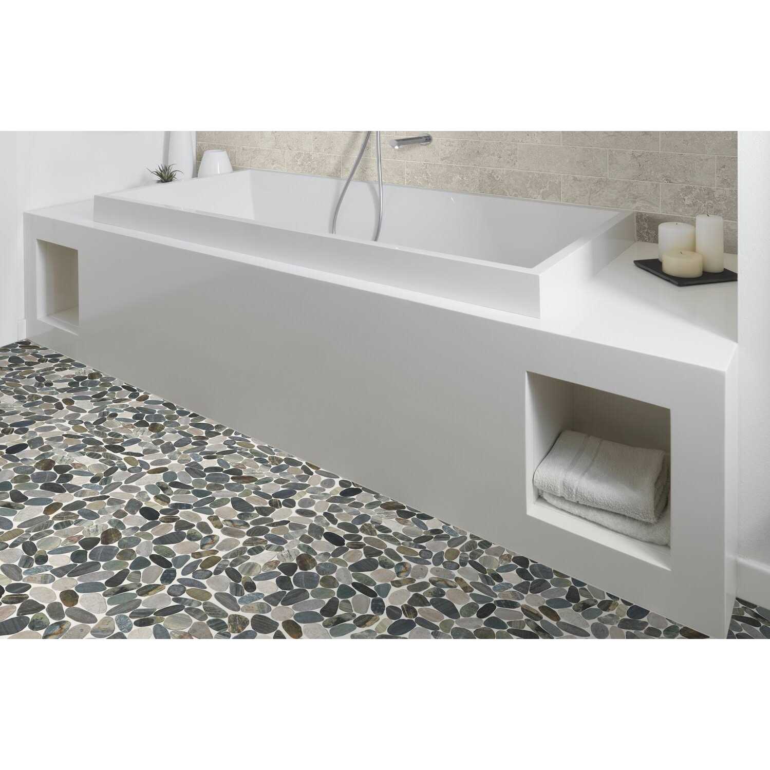 American Olean Delfino Stone Paradise Blend 12-in x 12-in Honed Natural Stone Pebble Floor and Wall Tile DG76PEBMSCC1P - Image 4