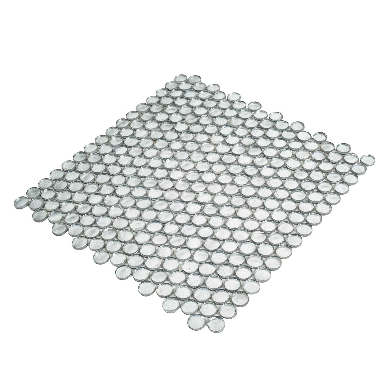 Tile Club Silver 12.2 in. x 12.2 in. Polished Penny Round Glass Mosaic Floor and Wall Tile - Image 4
