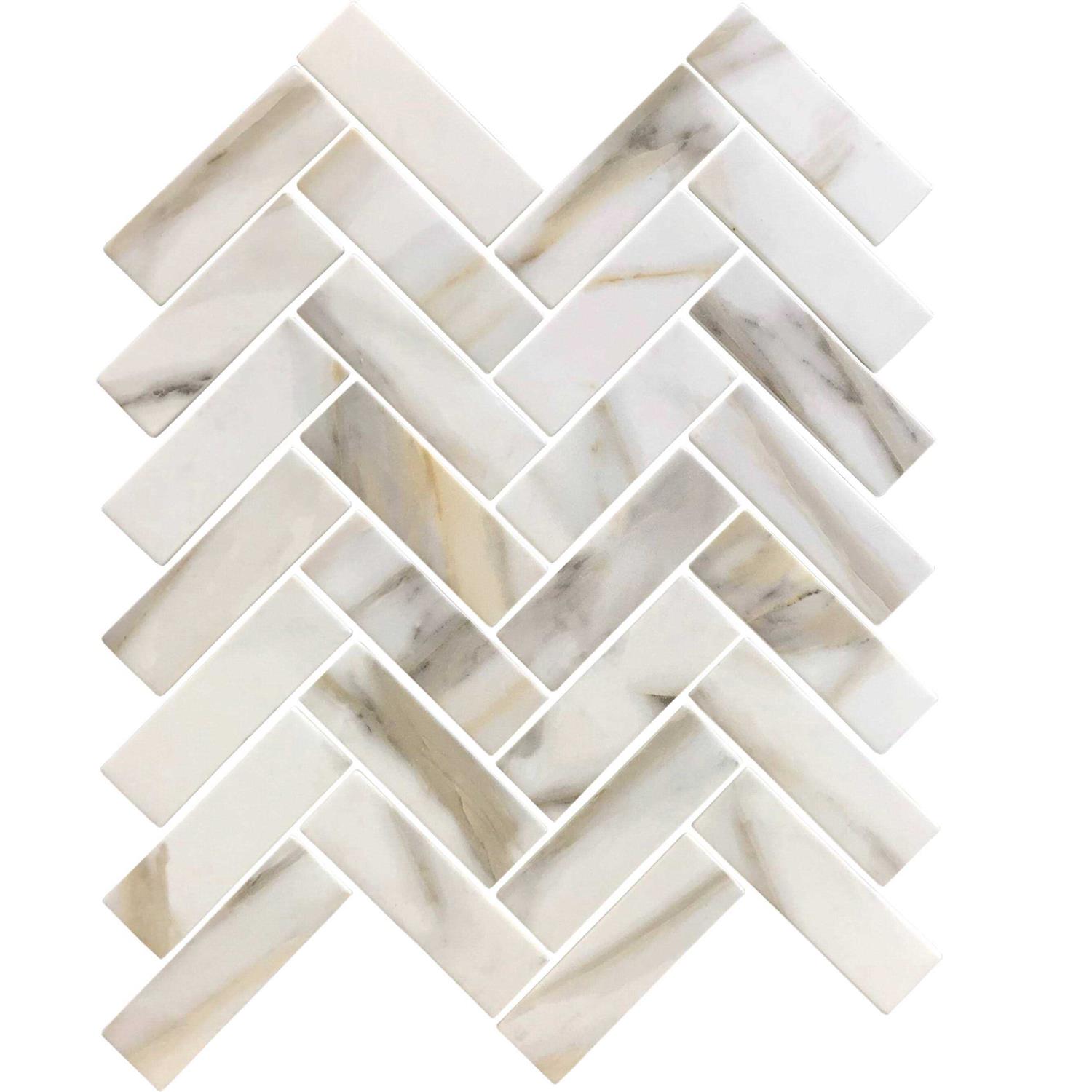 Apollo Tile Beige 11 in. x 12.6 in. Herringbone Matte Finished Glass Mosaic Tile - Image 5