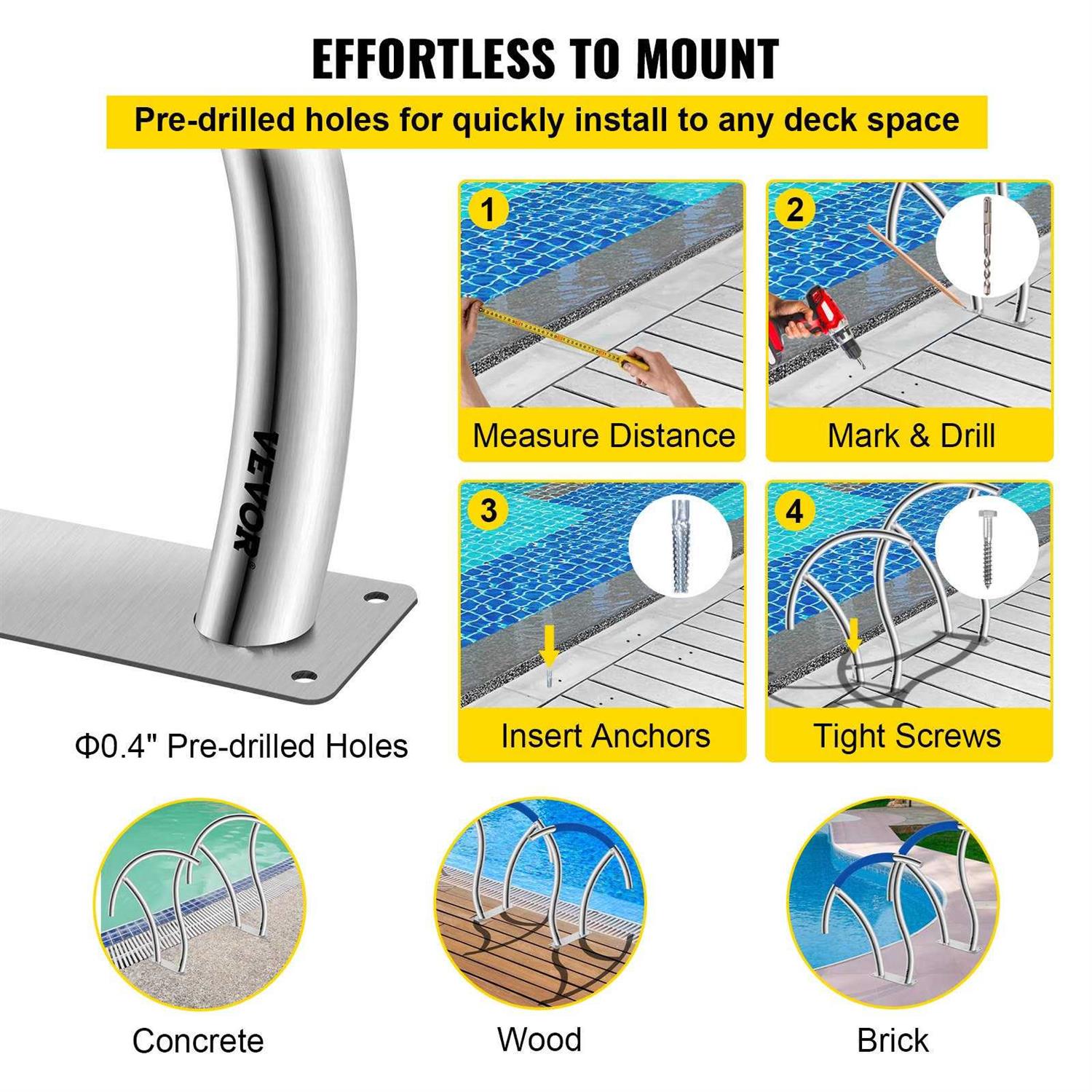 VEVOR Stainless Steel Stair Pool Hand Rail BXGY30X302PCSXI6UV0 - Image 4