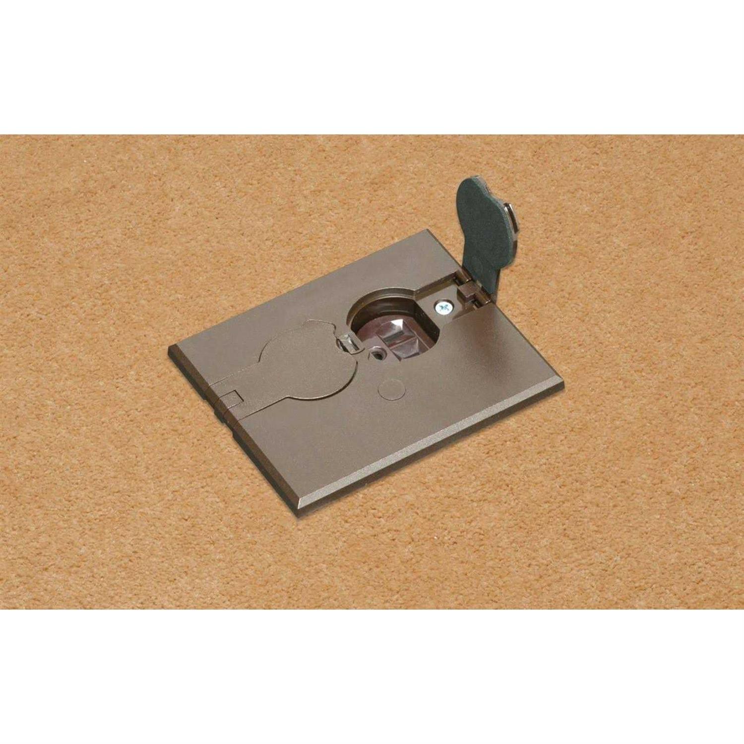 Arlington FLBAF101BR-1 Adjustable Floor Box Kit with Outlet and Flip Plate - Image 3