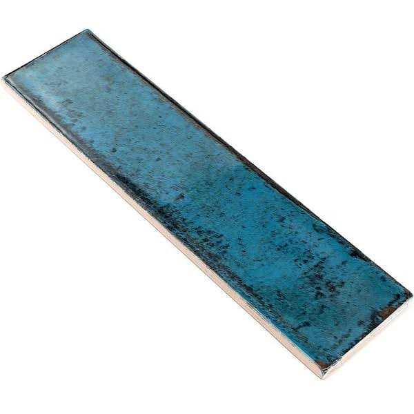 Unbranded Citadel Blue 3-in x 12-in Polished Ceramic Subway Glue Down Wall Tile - Image 4