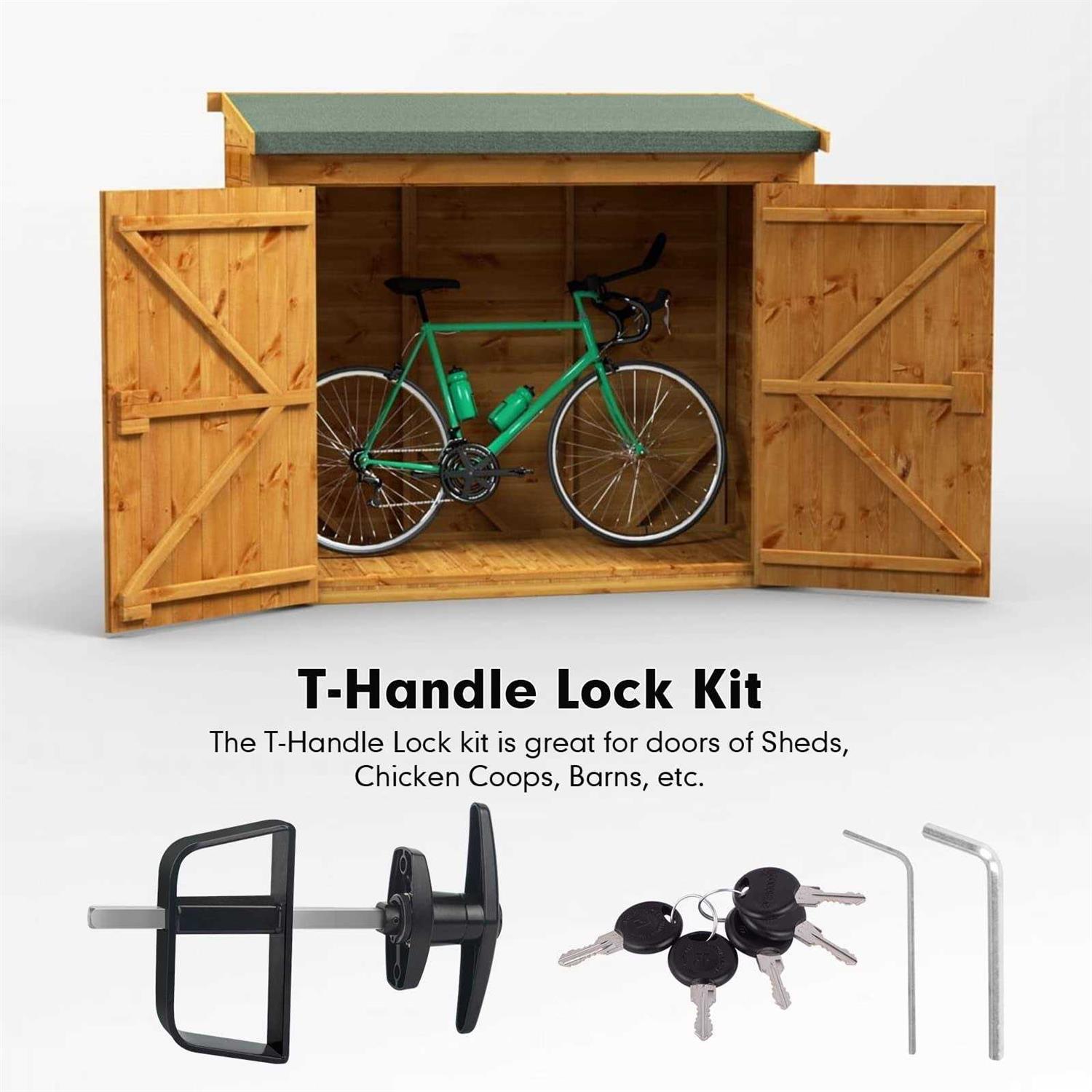 Shed Door Latch T-Handle Lock Kit with 5 KeysBTEOBFY Set 4 and 5 Stem Storage - Image 4