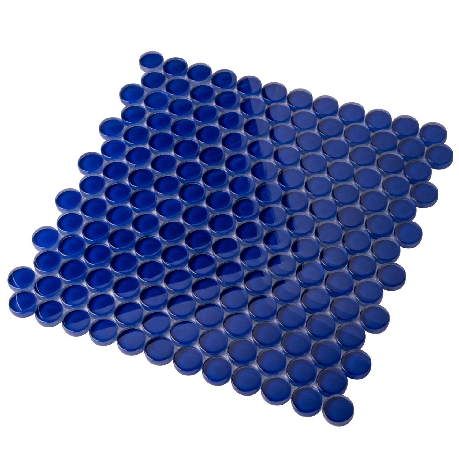 Apollo Tile 5 Pack 12-in x 12 Penny Round Glossy Finished Glass Mosaic Wall and Floor Tile - Image 4